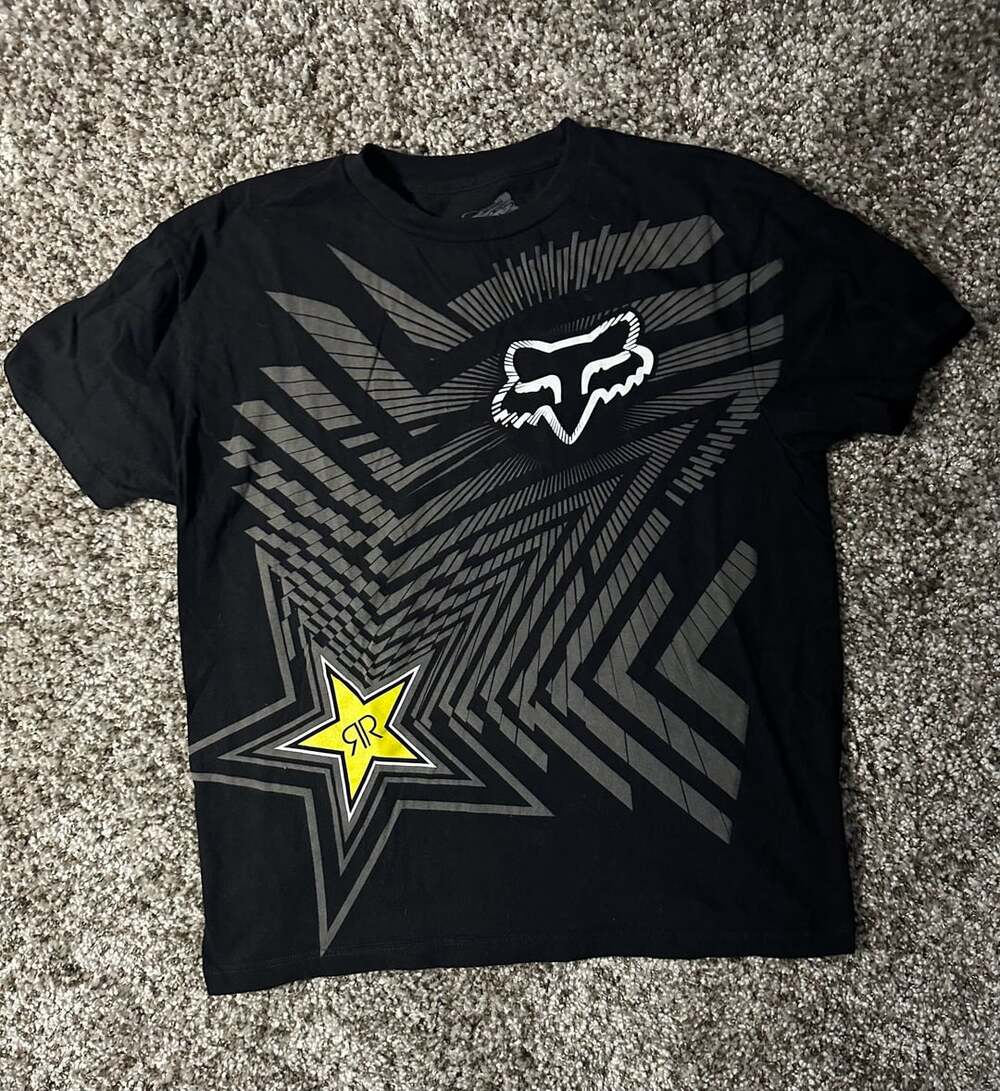 Fox Racing Rockstar Energy Drink Graphic T-Shirt Size Large Black Cotton
